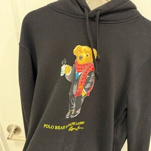Ralph Lauren Black Hoodie with Polo Bear Graphic